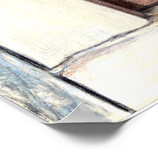 Red Tabby Chat in Window Poster drucken (Ecke)