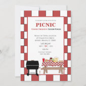 Red Tablecloth Picnic GRILLEN Outdoor Grill Einladung (Vorderseite)