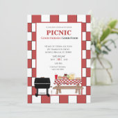 Red Tablecloth Picnic GRILLEN Outdoor Grill Einladung (Stehend Vorderseite)