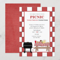 Red Tablecloth Picnic GRILLEN Outdoor Grill