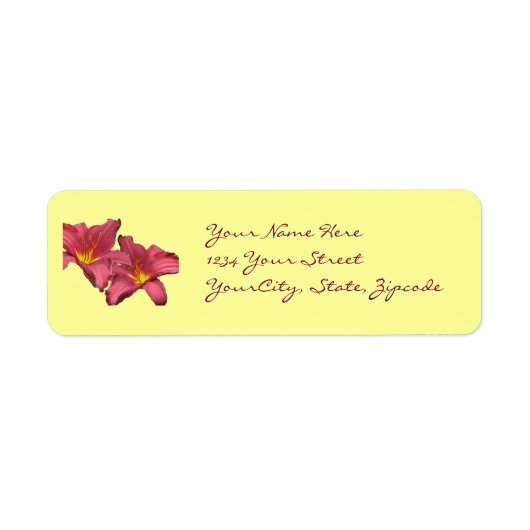 Red Taglilie Address Label (Vorne)