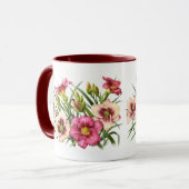 Red Taglilie Bouquet Tasse (Vorderseite Links)