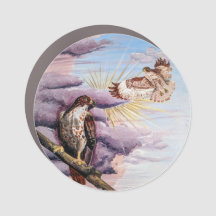 Red Tail Hawk Animal Guide Hex Sign Magnet