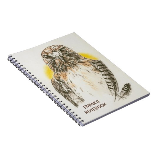 Red Tail Hawk mit Feathers Art Notizblock (Rechte Seite)