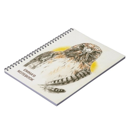 Red Tail Hawk mit Feathers Art Notizblock (Linke Seite)