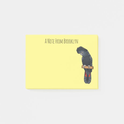 Red-tailed black cockatoo bird cartoon  post-it klebezettel (Vorderseite)