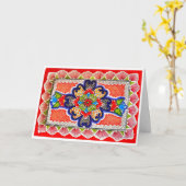 Red Talavera Malerei Mexiko Gruß Karte (Gelbe Blume)