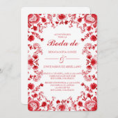 Red TalaveraWedding Invitation in Spanish Einladung (Vorne/Hinten)
