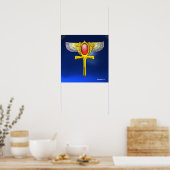 RED TALISMAN/ÄGYPTIAN WINGED ANKH, CORNUCOPIA Blue Poster (Küche)