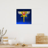 RED TALISMAN/ÄGYPTIAN WINGED ANKH, CORNUCOPIA Blue Poster (Küche)