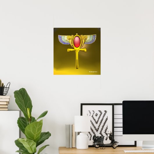 RED TALISMAN/ÄGYPTIAN WINGING ANKH AND CORNUCOPIA POSTER (Heimbüro)
