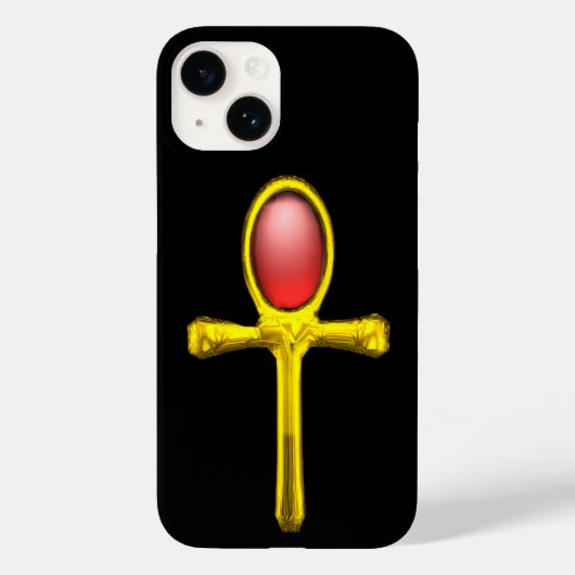 RED TALISMAN /GOLD EGYPTIAN ANKH Black Case-Mate iPhone Hülle (Rückseite)