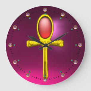 RED TALISMAN , Pink Fuchsia Ruby Große Wanduhr