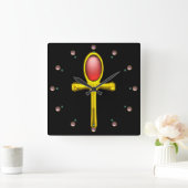 RED TALISMAN , Ruby Gemstones , Black Quadratische Wanduhr (Zuhause)