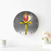 RED TALISMAN , Ruby Gemstones , grau weiß Große Wanduhr (Zuhause)