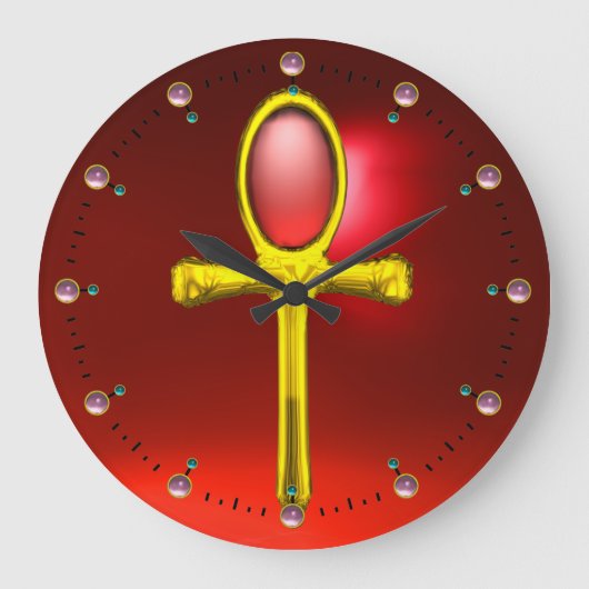 RED TALISMAN, Ruby Gemstones Große Wanduhr (Vorderseite)