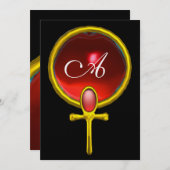 RED TALISMAN RUBY MONOGRAM hellschwarz gelb Einladung (Vorne/Hinten)