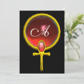 RED TALISMAN RUBY MONOGRAM hellschwarz gelb Einladung (Stehend Vorderseite)