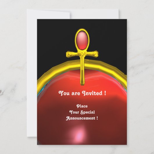 RED TALISMAN RUBY MONOGRAM hellschwarz gelb Einladung (Rückseite)