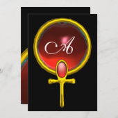 RED TALISMAN RUBY MONOGRAM hellschwarz gelb Einladung (Vorne/Hinten)