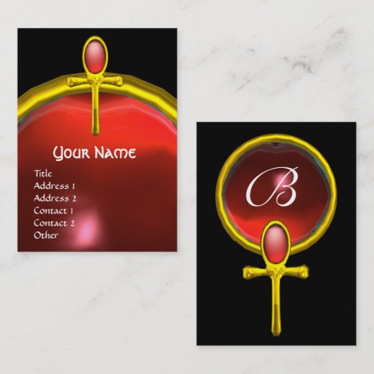 RED TALISMAN RUBY MONOGRAM hellschwarz gelb Visitenkarte (Vorne/Hinten)