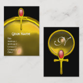 RED TALISMAN TOPAZ MONOGRAMM, hellgelb, schwarz Visitenkarte (Vorne/Hinten)