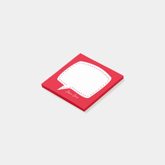 Red Talk Bubble Personalisiert Name Sprach-Blase Post-it Klebezettel (angewinkelt)