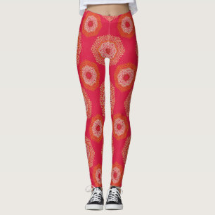 Red Tan Abstrakt Mandala Leggings