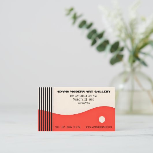 Red Tan Black Avant-Garde Moderne Kunst Visitenkarte (Stehend Vorderseite)