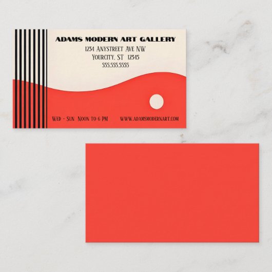 Red Tan Black Avant-Garde Moderne Kunst Visitenkarte (Vorne/Hinten)