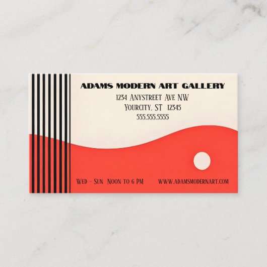 Red Tan Black Avant-Garde Moderne Kunst Visitenkarte (Vorderseite)