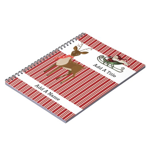 Red Tan-White Stripe ・ Santa-Rentier ・ Custom Notizblock (Linke Seite)