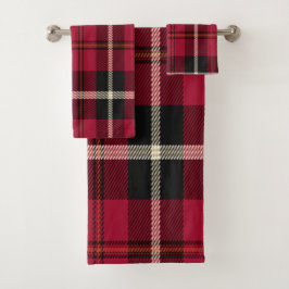 Red Tartan Badetuch Set