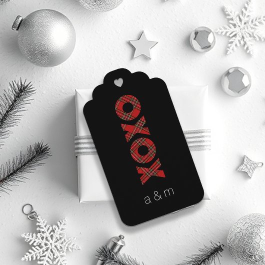 Red Tartan Christmas Danke Geschenkanhänger