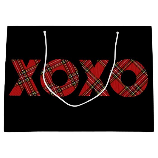 Red Tartan Christmas Hoho Große Geschenktüte (Vorderseite)