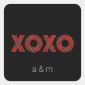 Red Tartan Christmas Pattern Quadratischer Aufkleber (Vorderseite)