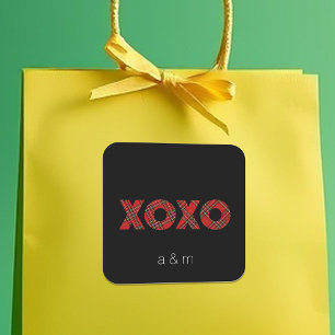 Red Tartan Christmas Pattern Quadratischer Aufkleber