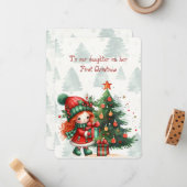 Red Tartan Daughter First Christmas Mitteilungskarte (Vorderseite/Rückseite Beispiel)