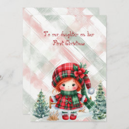 Red Tartan Daughter First Christmas  Mitteilungskarte