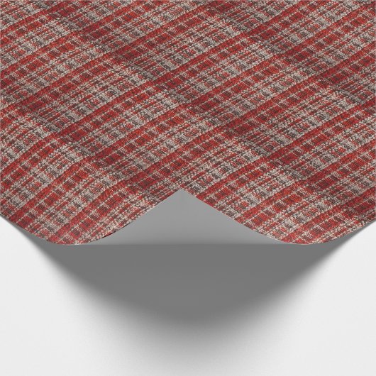 Red Tartan Fabric: Texturierter Hintergrund Geschenkpapier (Ecke)