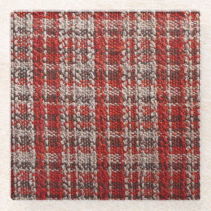 Red Tartan Fabric: Texturierter Hintergrund Glasuntersetzer