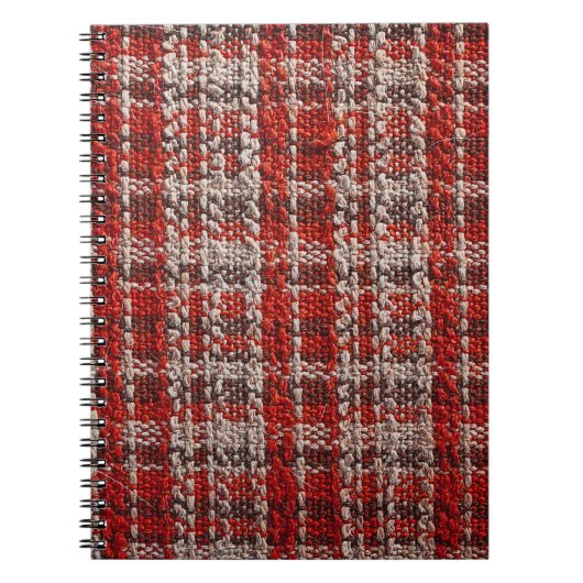 Red Tartan Fabric: Texturierter Hintergrund Notizblock (Vorderseite)