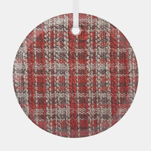 Red Tartan Fabric: Texturierter Hintergrund Ornament Aus Glas (Vorderseite)