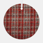 Red Tartan Fabric: Texturierter Hintergrund Ornament Aus Glas (Rückseite)