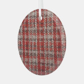 Red Tartan Fabric: Texturierter Hintergrund Ornament Aus Glas (Vorderseite links)