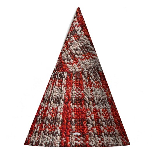 Red Tartan Fabric: Texturierter Hintergrund Partyhütchen (Links)