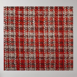 Red Tartan Fabric: Texturierter Hintergrund Poster