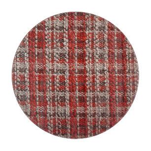 Red Tartan Fabric: Texturierter Hintergrund Schneidebrett