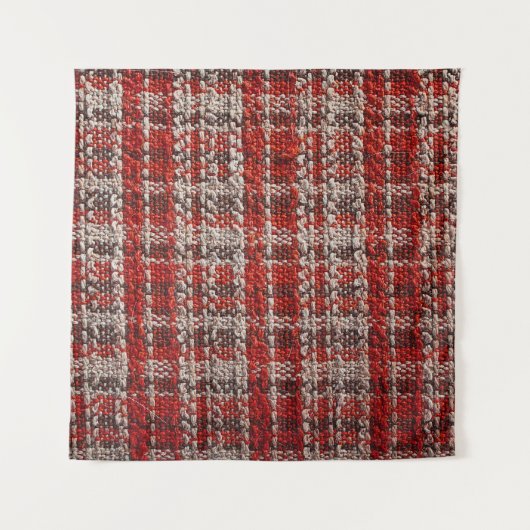 Red Tartan Fabric: Texturierter Hintergrund Wandteppich (Vorderseite)