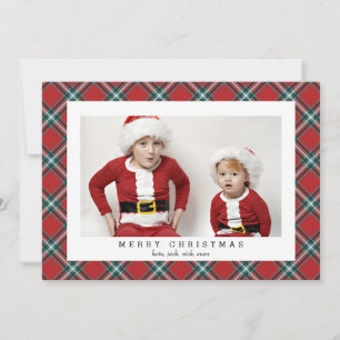 Red Tartan Foto Card für Weihnachtsfeiertage Feiertagskarte